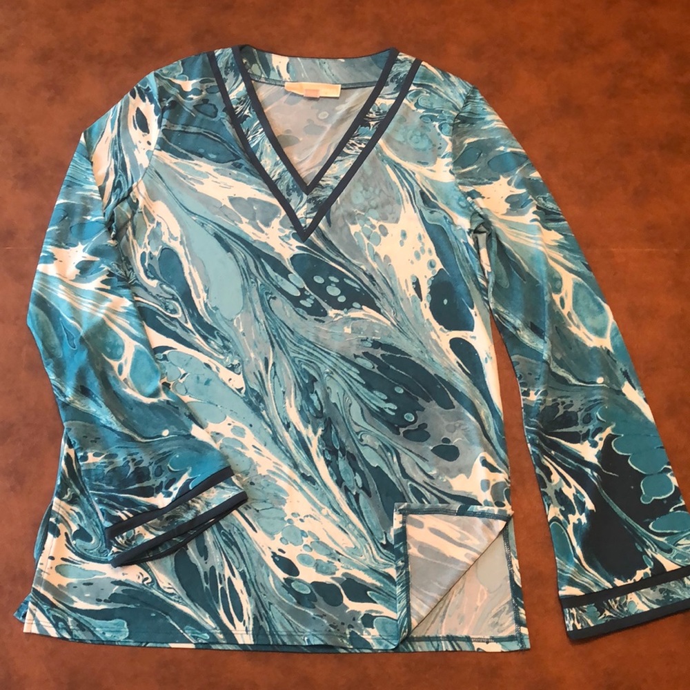 Michael Kors Turquoise White Tunic Shirt